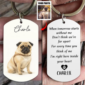 Custom Watercolor Photo Forever My Furry Angel - Memorial Personalized Keychain - Sympathy Gift For Pet Owners, Pet Lovers