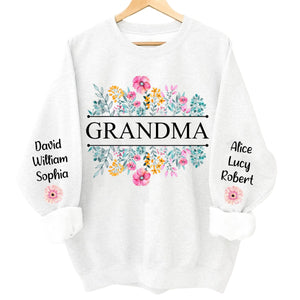 In Grandma's Garden, Love Grows Like Flowers - Family Personalized Sweatshirt
