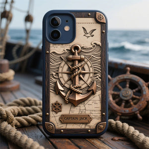 Personalized Nautical Anchor Vintage Nautical Map Fragment Phone Case