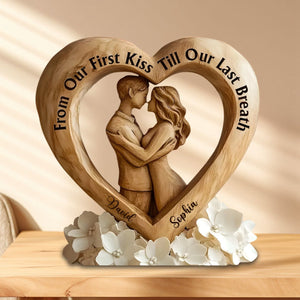 From First Kiss to Everlasting Love - Personalized Couple Custom Shaped Acrylic Plaque