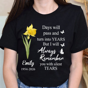 Personalized "Always Remember You" Memorial T-Shirt – Birth Flower Sympathy Gift For Loss Of Loved One