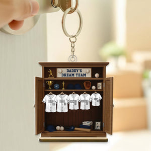 Daddy Dream Team Baseball, Father's Day Gift For Dad, Grandpa Personalized Keychain