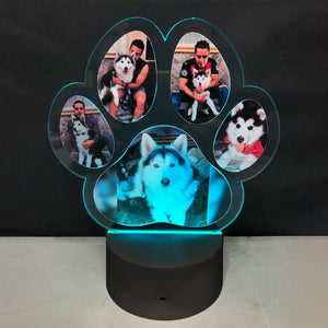 Custom Photo Dogs Paw Personalized Acrylic Block LED Night Light