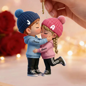 Personalized Acrylic Ornament โ Kissing Couple Design Soft Colors | Gift For Her