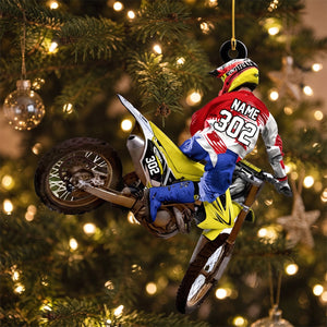 Personalized Motocross Racer Christmas Ornament โ Custom Name & Number Keepsake | Gift For Dirt Bike Riders & Motocross Lovers