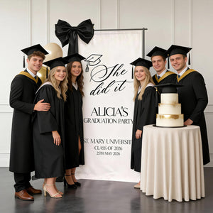 She Did It!Personalized Graduation Banner, Custom 2026 Graduate Name Welcome Sign