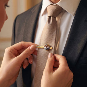 Personalized Photo Tie Clip โ Wedding Gift For Dad, Husband, Groom & Groomsman