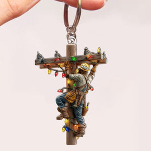 Keeping the Lights On - Personalized Lineman Keychain