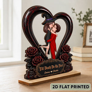 "From Our First Kiss To Our Last Breath" โ Halloween Couple Wooden Plaque | Personalized Keepsake For Him & Her