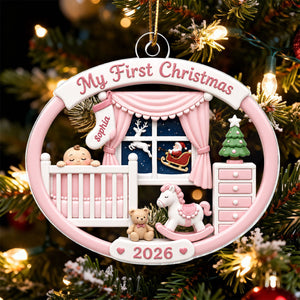Personalized Baby's 1st Christmas 2026 Ornament โ Light Pink & Blue Design | Newborn Keepsake For New Parents