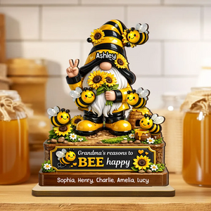 Grandma's Reasons to Bee Happy - Personalized Wooden Plaque - Heartfelt Gift for Grandma