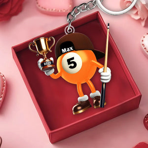 Custom Name Billiard Keychain, Billiard Lover Gift