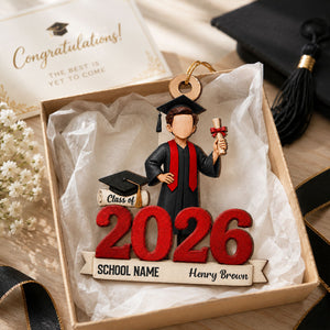"Class Of 2026" Graduate Senior โ Personalized Wooden Ornament | Graduation Gift For Him & Her