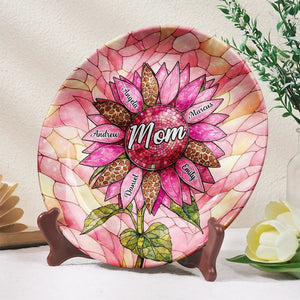 Personalized Sunflower Ceramic Plate โ Gift For Nana, Auntie, Mom & Family