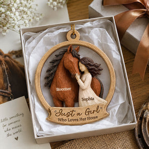 "Girl Loves Horse" โ Personalized Wooden Ornament | Keepsake Gift For Horse Lovers