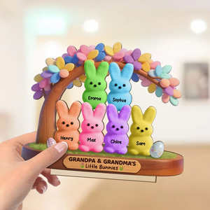 Colorful Happy Easter Grandma Little Bunnies - Personalized Wooden Plaque