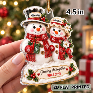 "Snowman Couple โ Growing Old Together" โ Personalized Acrylic Ornament | Christmas Keepsake For Him & Her
