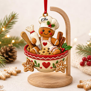 Personalized Gingerbread Chef Ornament โ "Baking Spirits Bright" Christmas Decor