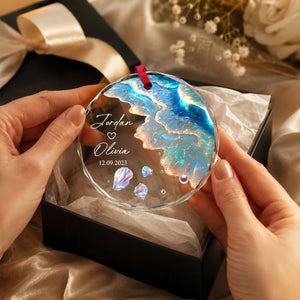 Personalized "Ocean Wave" Glass Ornament โ Mermaid Tail Keepsake For Engagement & Wedding Gift