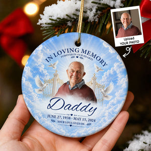 "In Loving Memory โ Your Love Lives On" โ Personalized Ceramic Ornament | Memorial Gift & Funeral Keepsake