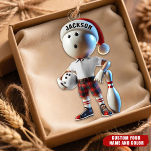 Personalized Custom Name Bowling Ornament, Bowling Christmas Gift
