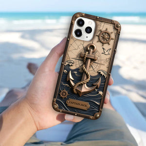 Personalized Nautical Anchor Vintage Nautical Map Fragment Phone Case