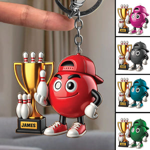 Bowling Champion Custom Color And Name - Personalized Acrylic Keychain