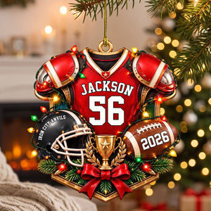 Personalized Football Ornament โ Custom Name & Jersey Number Keepsake | Gift For Kids & Football Players