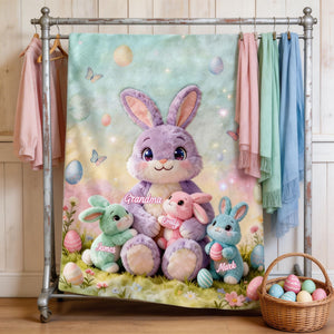 Snuggle Up with Nana Bunny – Personalized Easter Blanket for Grandma
