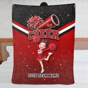 Proud Cheerleader – Personalized Fleece Blanket with Custom Name & Team Name | Christmas Gift For Daughters, Granddaughters & Cheerleaders