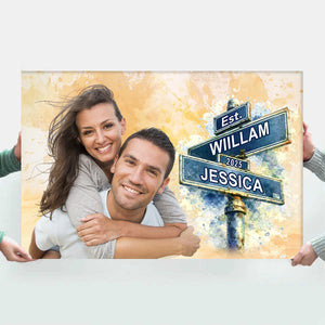 You Make Me Smile More - Custom Photo Wall Art Canvas Poster Personalized Couple Anniversary Wedding Gift