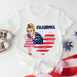 Sweetheart Grandkids Grandma - 4th Of July Independence Day - Personalized T-shirt