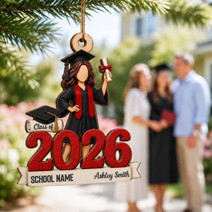 "Class Of 2026" Graduate Senior โ Personalized Wooden Ornament | Graduation Gift For Him & Her