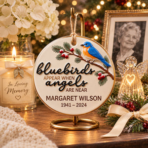 When Angels Are Near – Personalized Cardinal Memorial Ceramic Ornament | Custom Name Remembrance Keepsake & Sympathy Gift