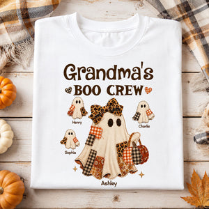 "Grandma's Fall Halloween" – Coquette Faux Patchwork Pattern Shirt | Personalized Gift For Grandma