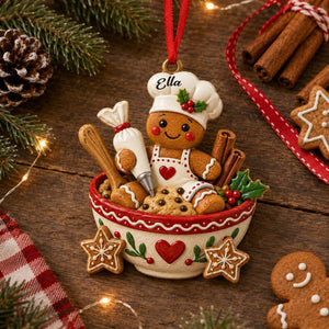 Personalized Gingerbread Chef Ornament โ "Baking Spirits Bright" Christmas Decor