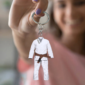 Jiu Jitsu Uniform Custom Name Keychain - Gift For Jiu Jitsu Lovers