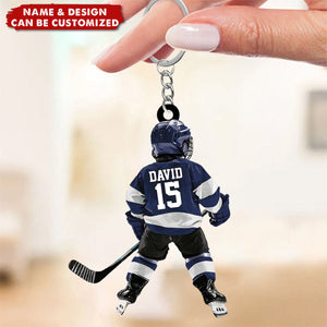 Personalized Kid Hockey Players Keychain For Hockey Lover