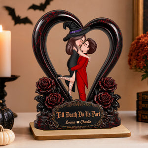 "From Our First Kiss To Our Last Breath" โ Halloween Couple Wooden Plaque | Personalized Keepsake For Him & Her