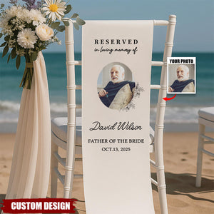 In Loving Memory Rustic Wedding Custom Photo Memorial Sign - Personalized Wedding Chair Sign Banner Reserved for Loved Ones