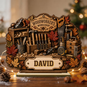 Woodworker's Workshop Personalized Wooden Plaque,Gift for Man