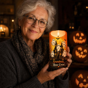 "Grandma's Little Boo Crew" Haunted House โ Personalized LED Candle | Halloween Decor For Grandma