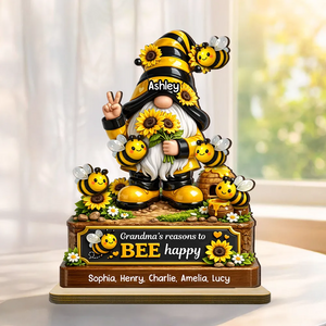 Grandma's Reasons to Bee Happy - Personalized Wooden Plaque - Heartfelt Gift for Grandma