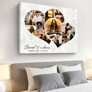 Two Hearts Entangled Photo Collage Canvas, Love Story Collage Gift, Personalized Anniversary Gift For Couples