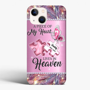 Personalized Memorial Phone Case- A Piece Of My Heart Lives In Heaven - Memorial Gift Idea for Father's Day