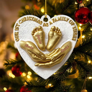 Our 1st Christmas as a Family of Three, Personalized Acrylic Ornament, Gift For New Parents