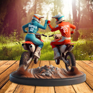 "Ride Together, Stay Together" - Personalized Dirt Bike Couple Acrylic Plaque - Custom Gifts for Moto-Loving Couples