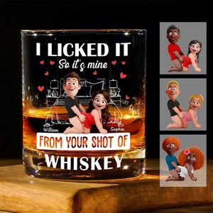 Naughty Couple New Version I Licked It So It's Mine - Personalized Whiskey Glass
