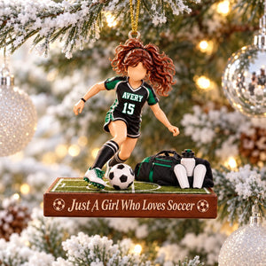 Just a Girl Who Loves Soccer - Personalized Soccer Girl Christmas Ornament, Girls Soccer Player Gift
