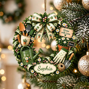 "Grow With Love" โ Personalized Gardening Acrylic Hanging Ornament | Gift For Gardeners